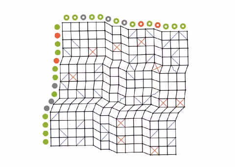 The research team's main object of study, shown here, is structures that consist of large numbers of pores — arranged in columns and rows with cables and rods added at random. 
